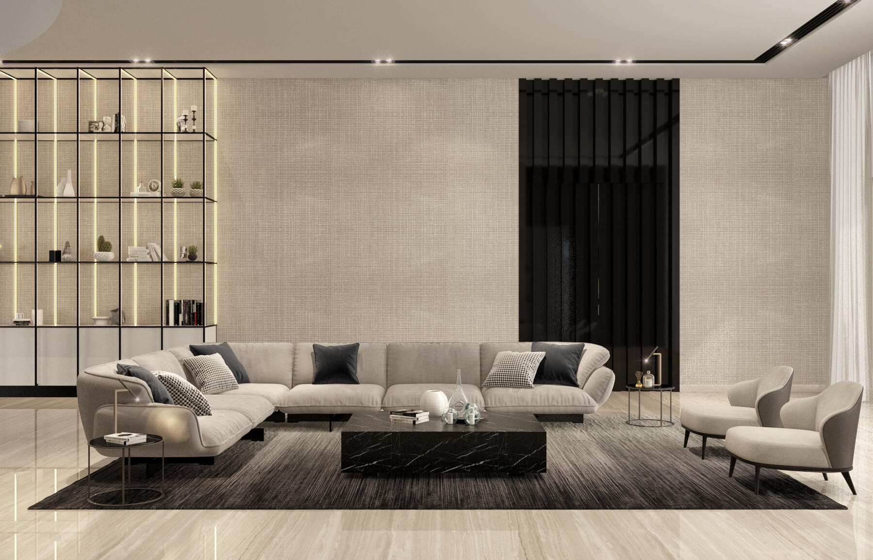 Living room design Residential design villa in Mizhar designed by interior design in Dubai DZ Design