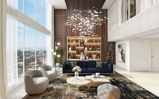 living room design high-end hotel residence
