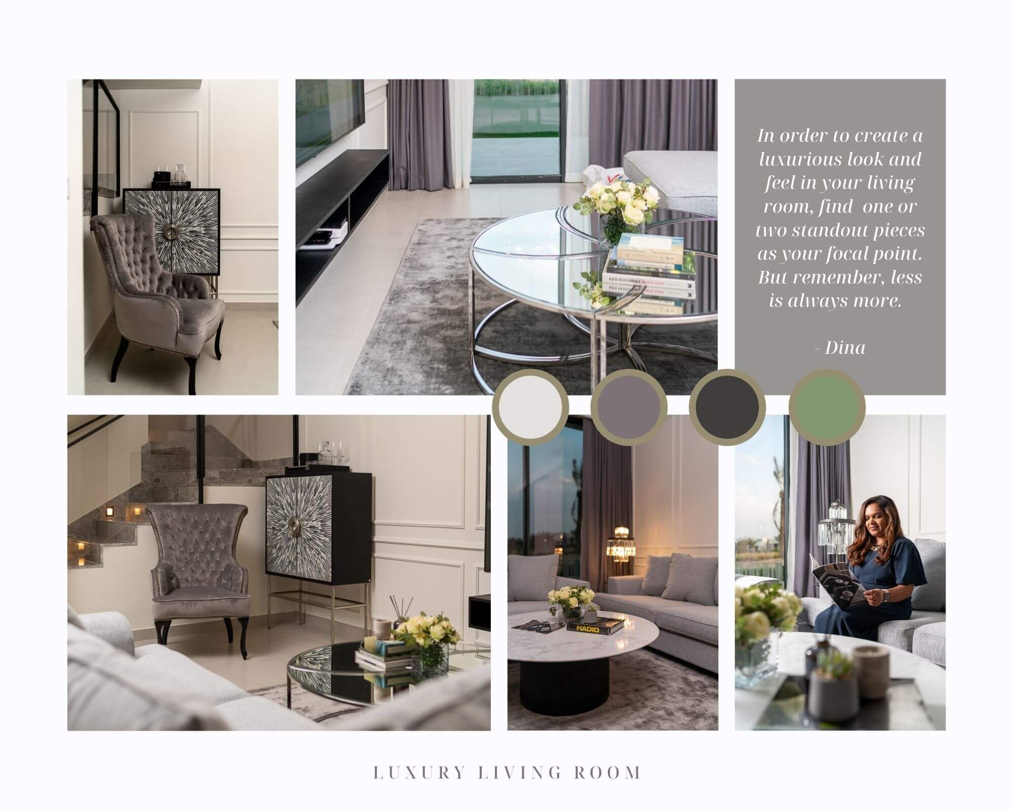 Luxury Living room design ideas mood board by DZ Design