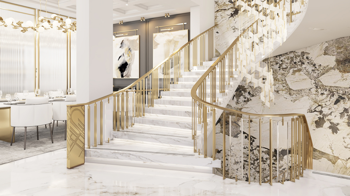 Blending Marble and Gold: Classic and Contemporary Residential Interior ...